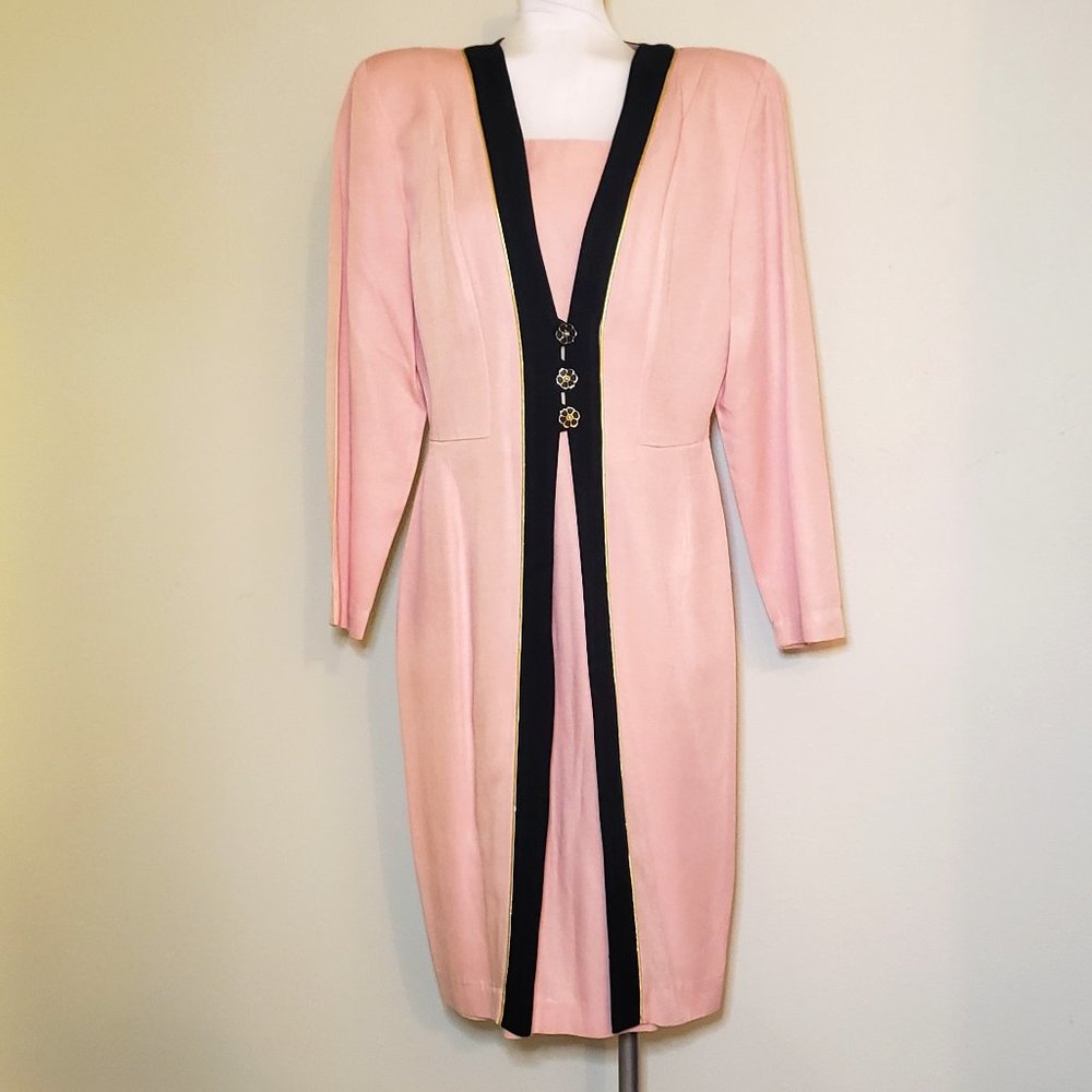 Rare Vintage Early-90s Julian Taylor Pink Business Professional Dress
